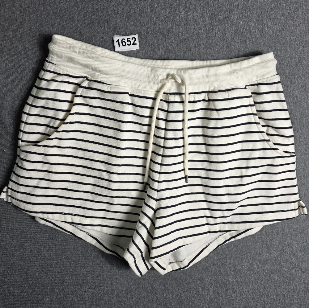 Universal Thread Cream and Black Striped Athletic Shorts